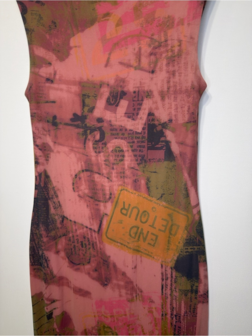 silence + noise Urban Outfitters Pink Mesh Dress Graphic Design Size Small - Picture 2 of 7